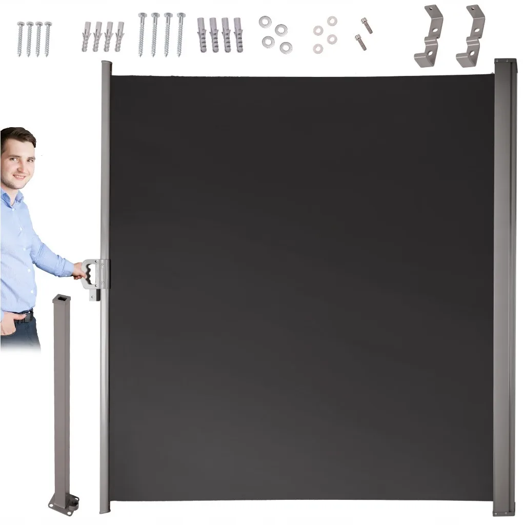 Składana Markiza 400x180cm Boczna Roleta Parawan Do Ogrodu Taras Antracyt