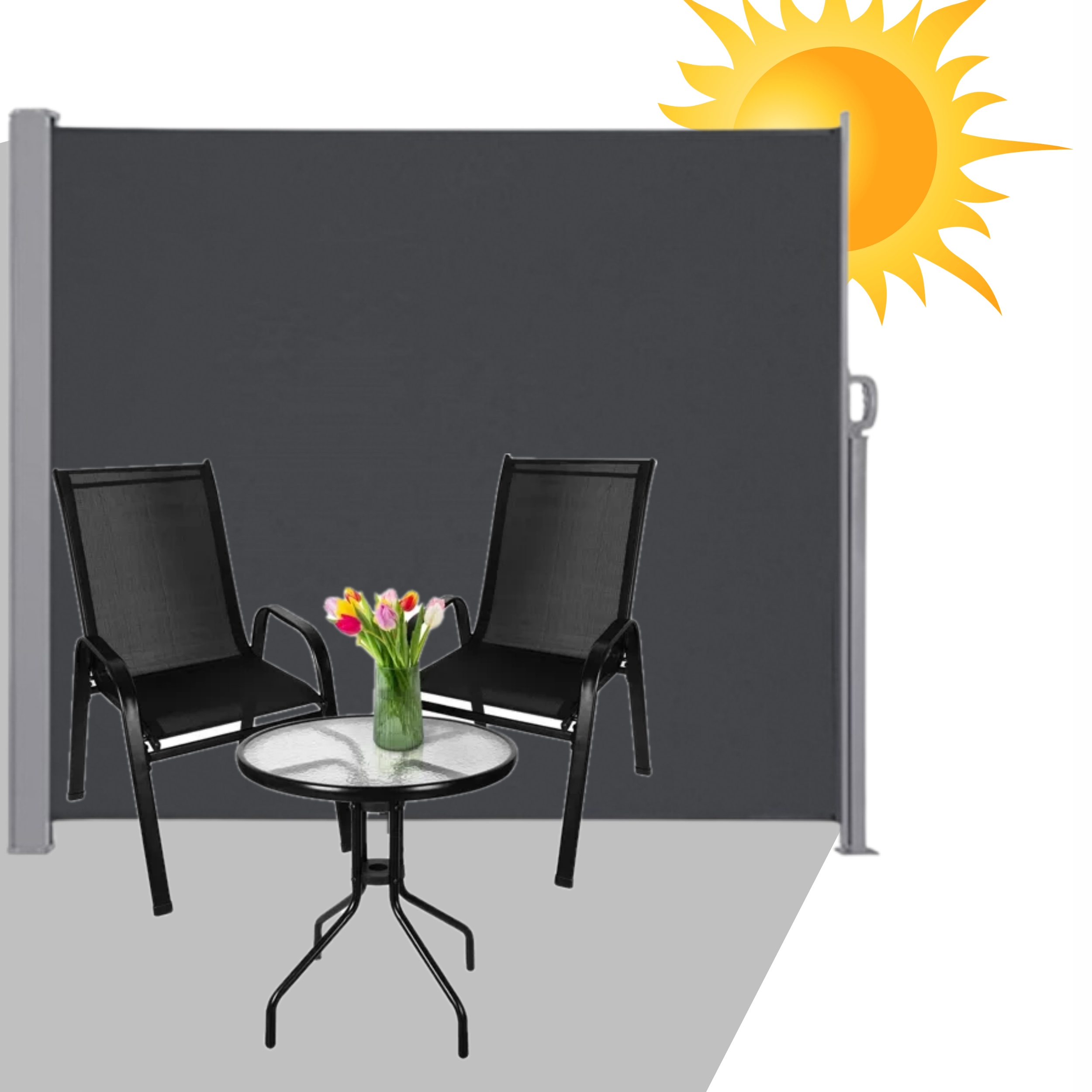 Składana Markiza 400x180cm Boczna Roleta Parawan Do Ogrodu Taras Antracyt