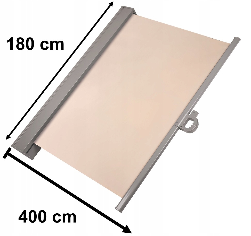Składana Markiza 400x180cm Boczna Roleta Parawan Do Ogrodu Taras Beżowa