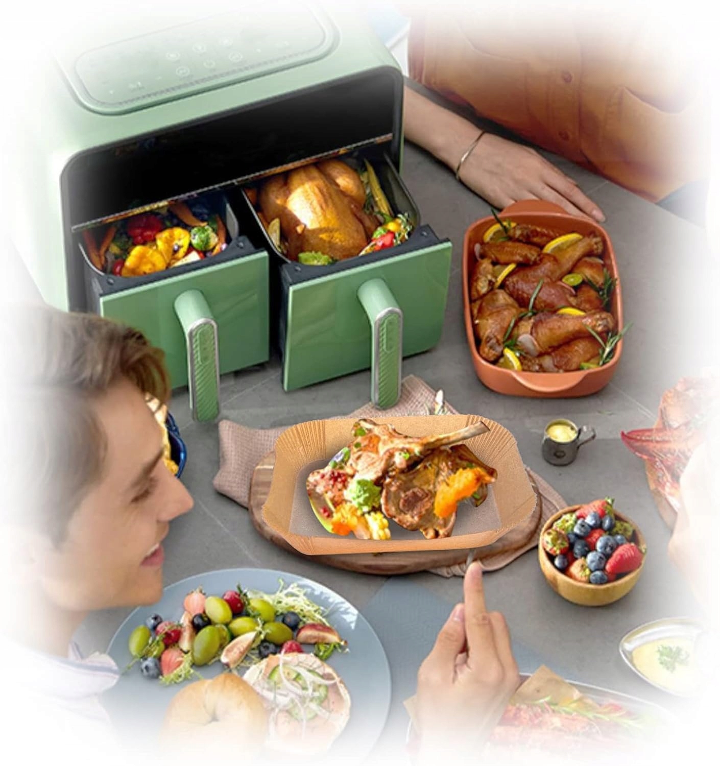 Papier Do Pieczenia Airfryer Wkład Do Frytkownicy Air Fryer 22-14 cm 50szt