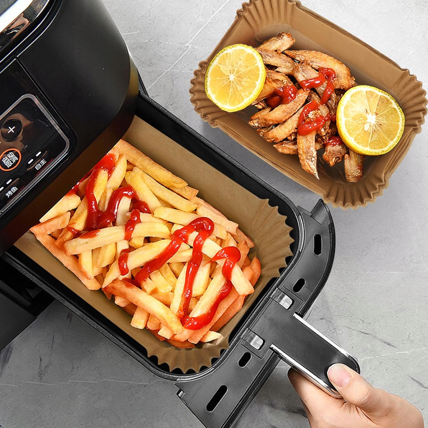Papier Do Pieczenia Airfryer Wkład Do Frytkownicy Air Fryer 22-14 cm 50szt