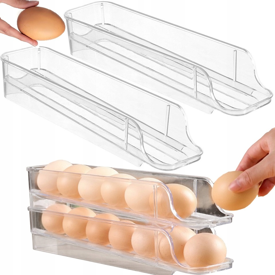 2x Pojemnik Półka Organizer Na Jajka Do Lodówki Podajnik Do Jajek Jaj