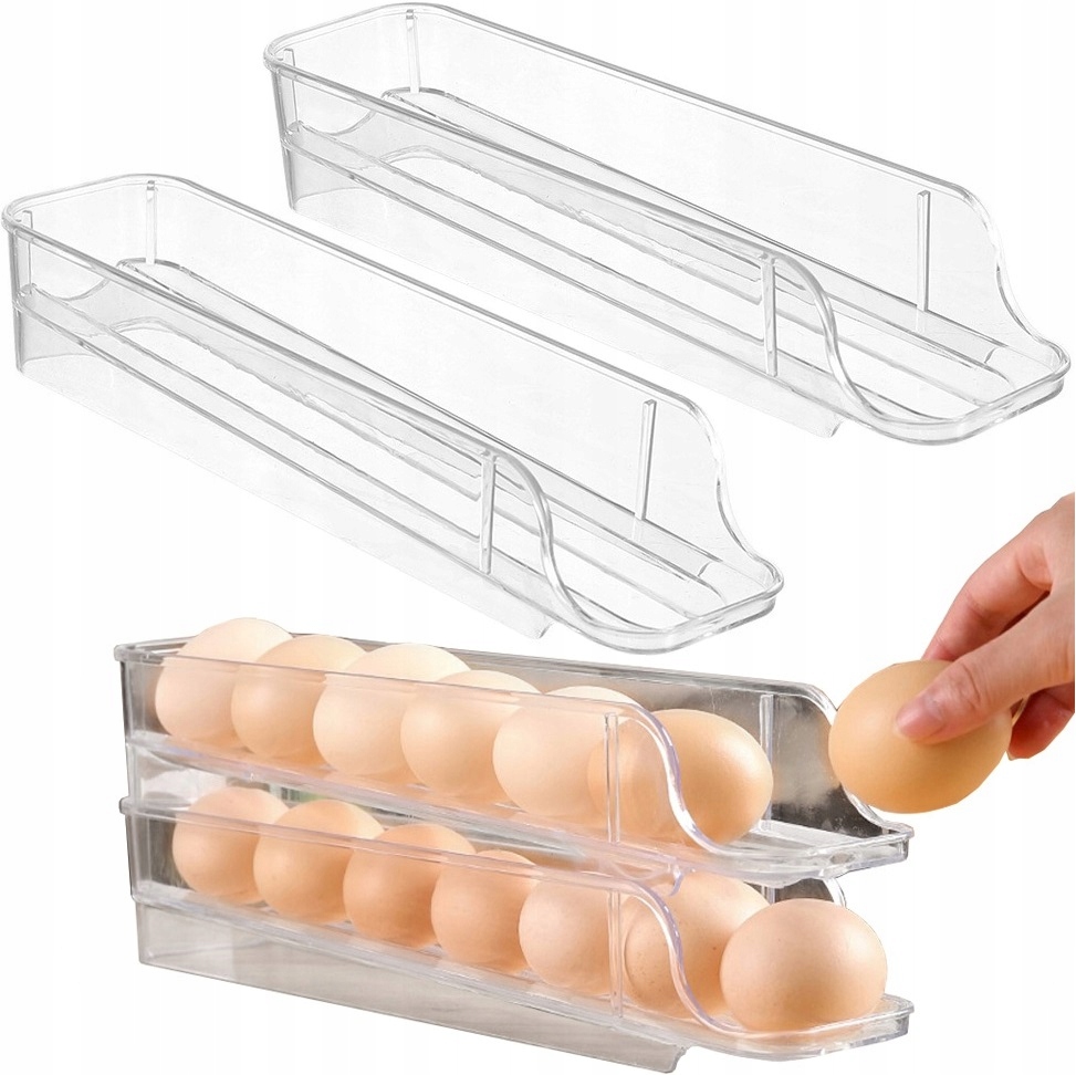 2x Pojemnik Półka Organizer Na Jajka Do Lodówki Podajnik Do Jajek Jaj
