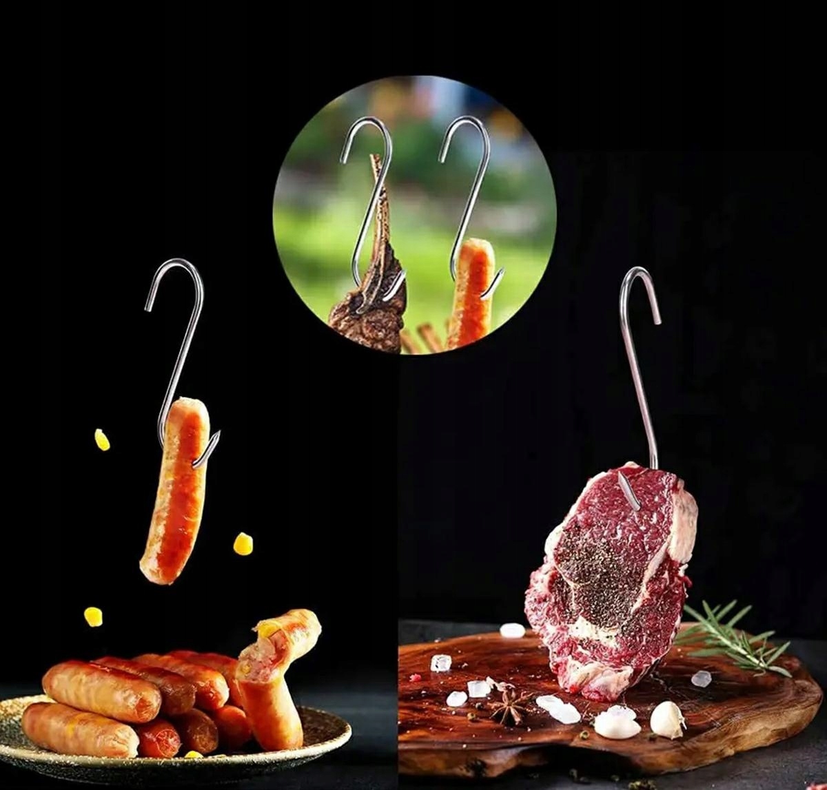 Haki Haczyki Do Wędzenia Kiełbasy Wędzarnicze Wędlin 15szt Duze Stal Nierdz