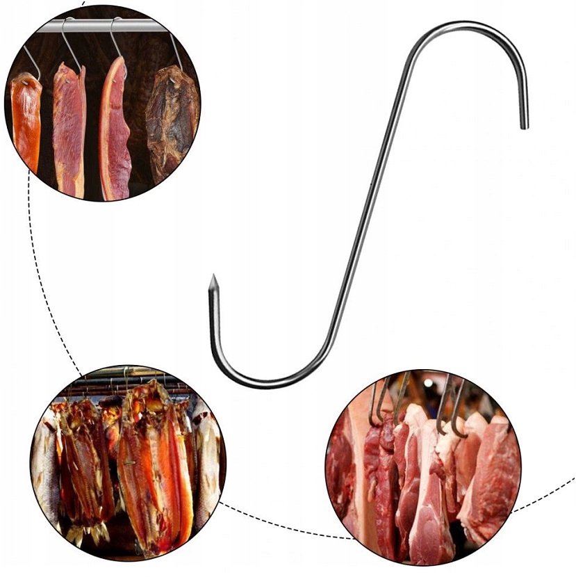 Haki Haczyki Do Wędzenia Kiełbasy Wędzarnicze Wędlin 15szt Duze Stal Nierdz