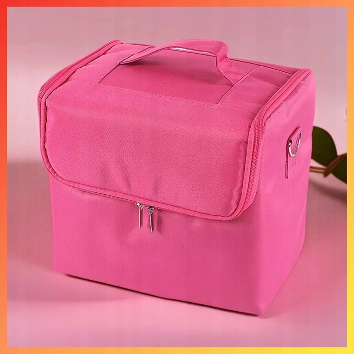 Kuferek Kosmetyczny Kufer Torba Na Kosmetyki Pojemna Rozkładany Różowy