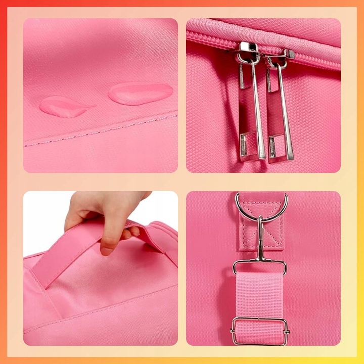 Kuferek Kosmetyczny Kufer Torba Na Kosmetyki Pojemna Rozkładany Różowy