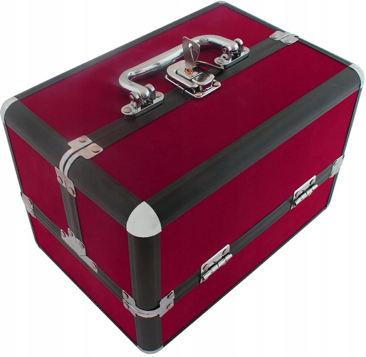 Elegancki Kufer Kuferek Kosmetyczny Na Kosmetyki Walizka Pojemny Purpurowy