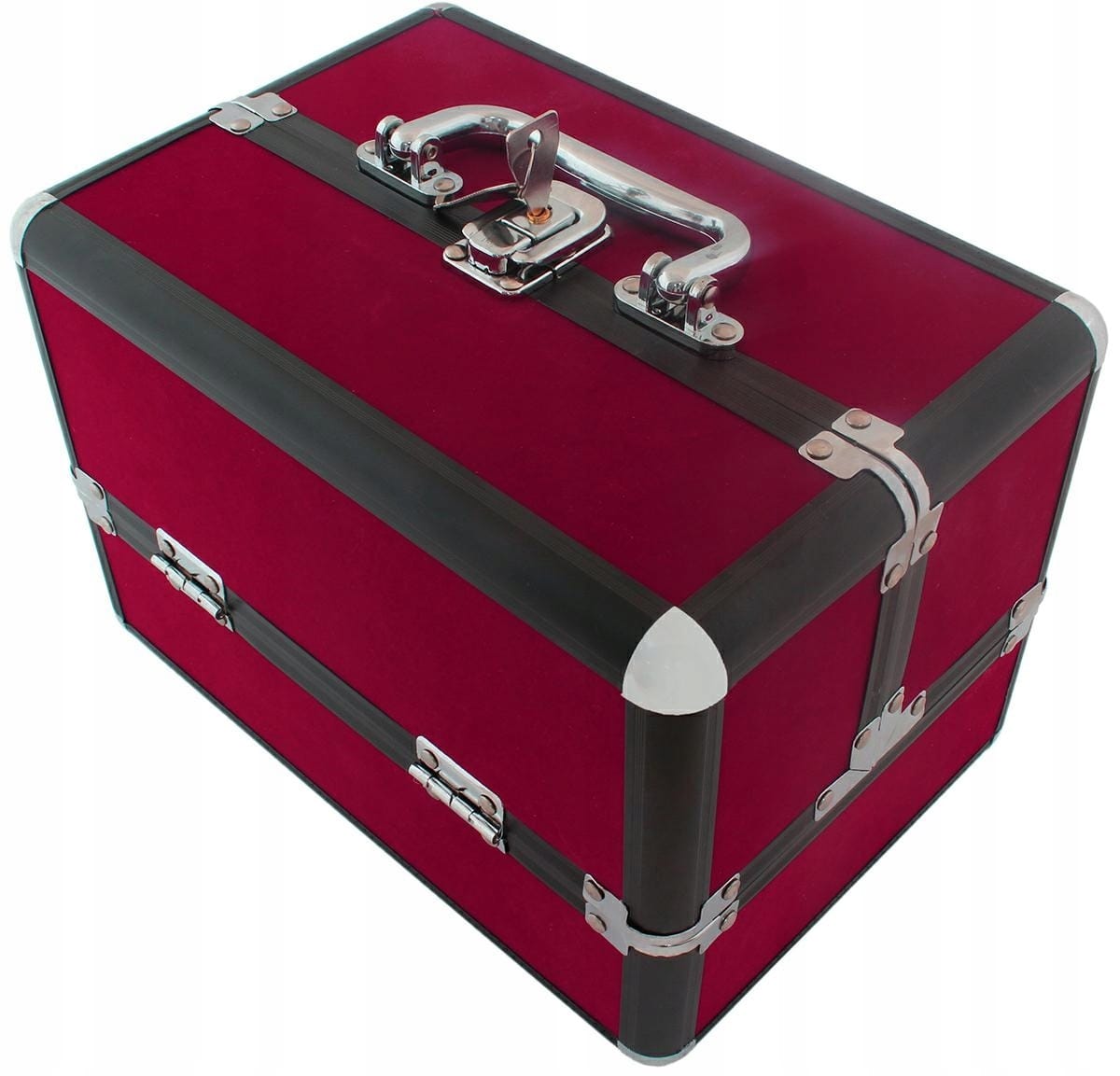 Elegancki Kufer Kuferek Kosmetyczny Na Kosmetyki Walizka Pojemny Purpurowy