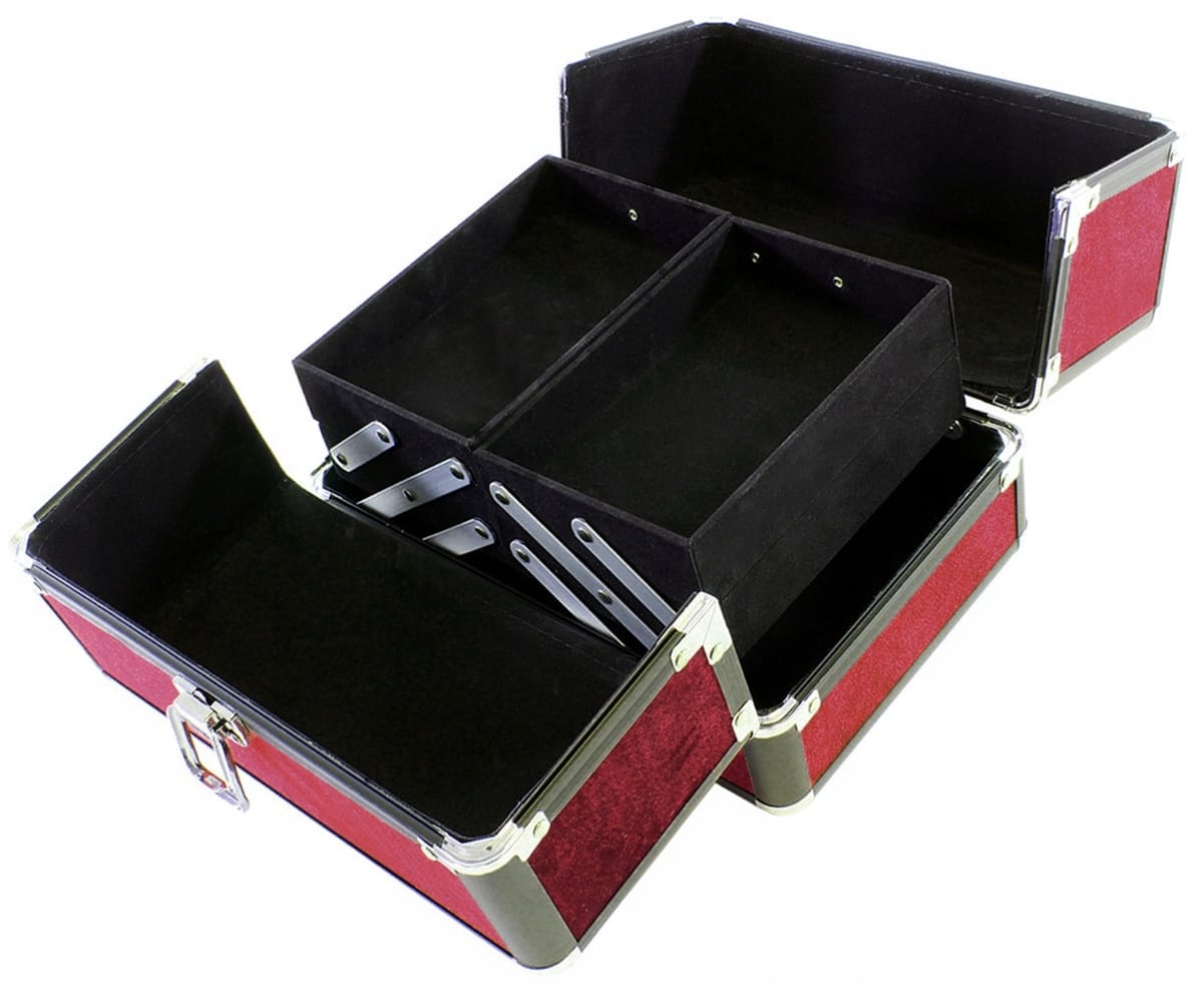 Elegancki Kufer Kuferek Kosmetyczny Na Kosmetyki Walizka Pojemny Purpurowy