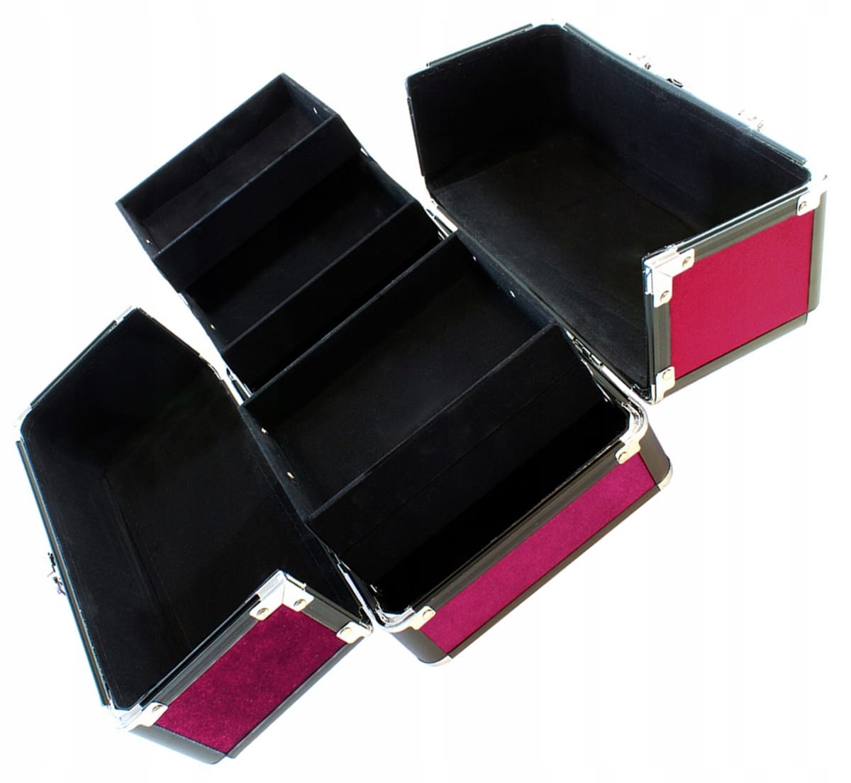 Elegancki Kufer Kuferek Kosmetyczny Na Kosmetyki Walizka Pojemny Purpurowy