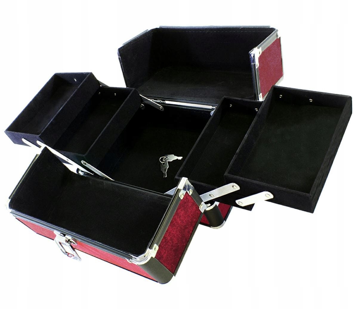 Elegancki Kufer Kuferek Kosmetyczny Na Kosmetyki Walizka Pojemny Purpurowy