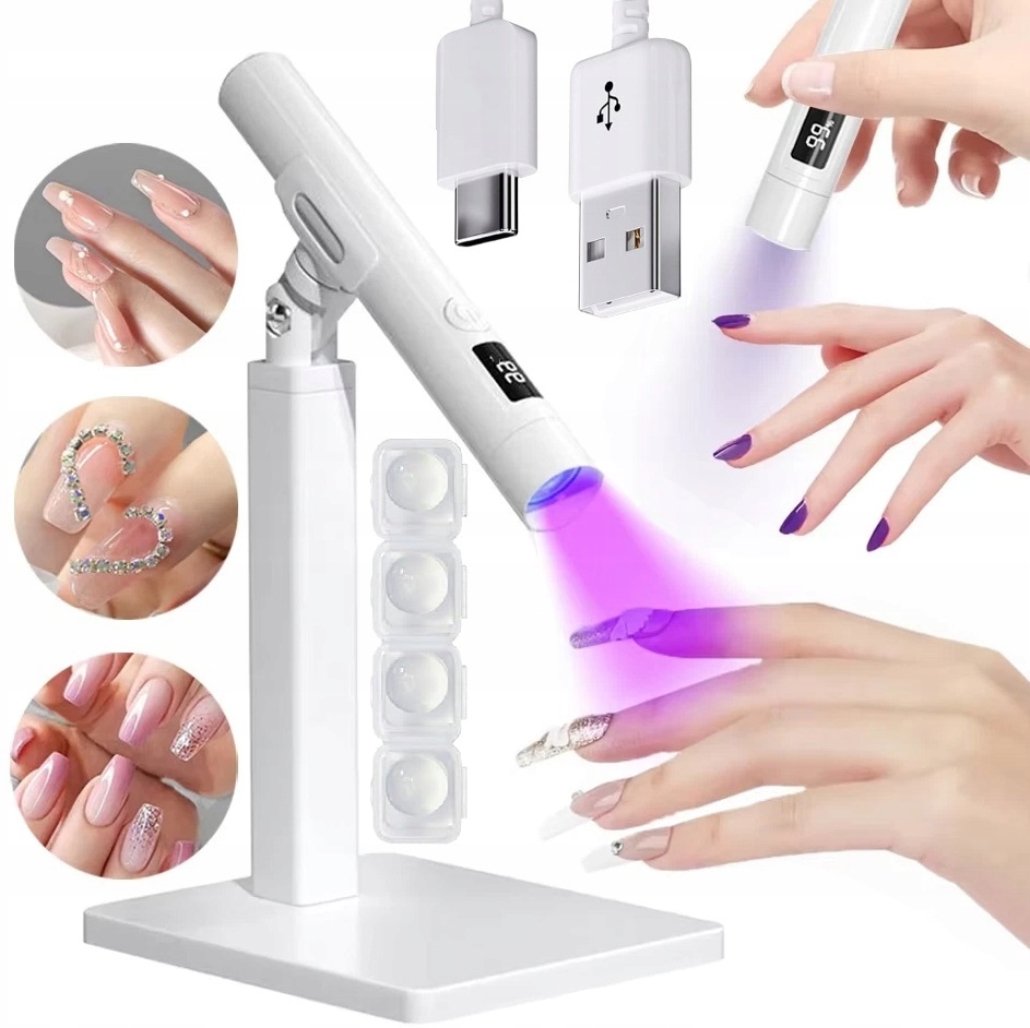 Latarka Do Paznokci Lampa Uv Led Do Form Górnych Mini Statyw 3w Usb Biała