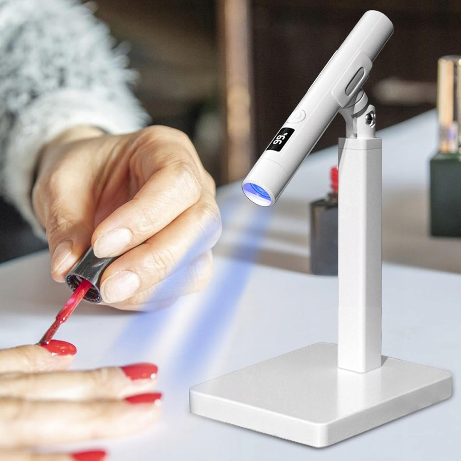 Latarka Do Paznokci Lampa Uv Led Do Form Górnych Mini Statyw 3w Usb Biała