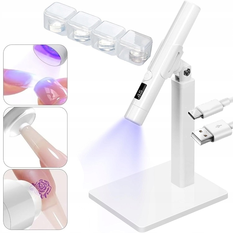 Latarka Do Paznokci Lampa Uv Led Do Form Górnych Mini Statyw 3w Usb Biała
