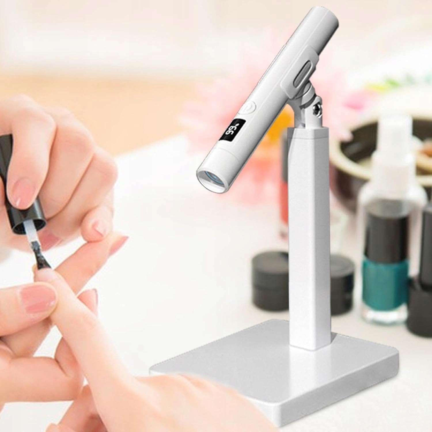 Latarka Do Paznokci Lampa Uv Led Do Form Górnych Mini Statyw 3w Usb Biała