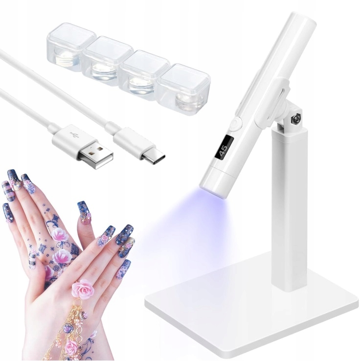 Latarka Do Paznokci Lampa Uv Led Do Form Górnych Mini Statyw 3w Usb Biała