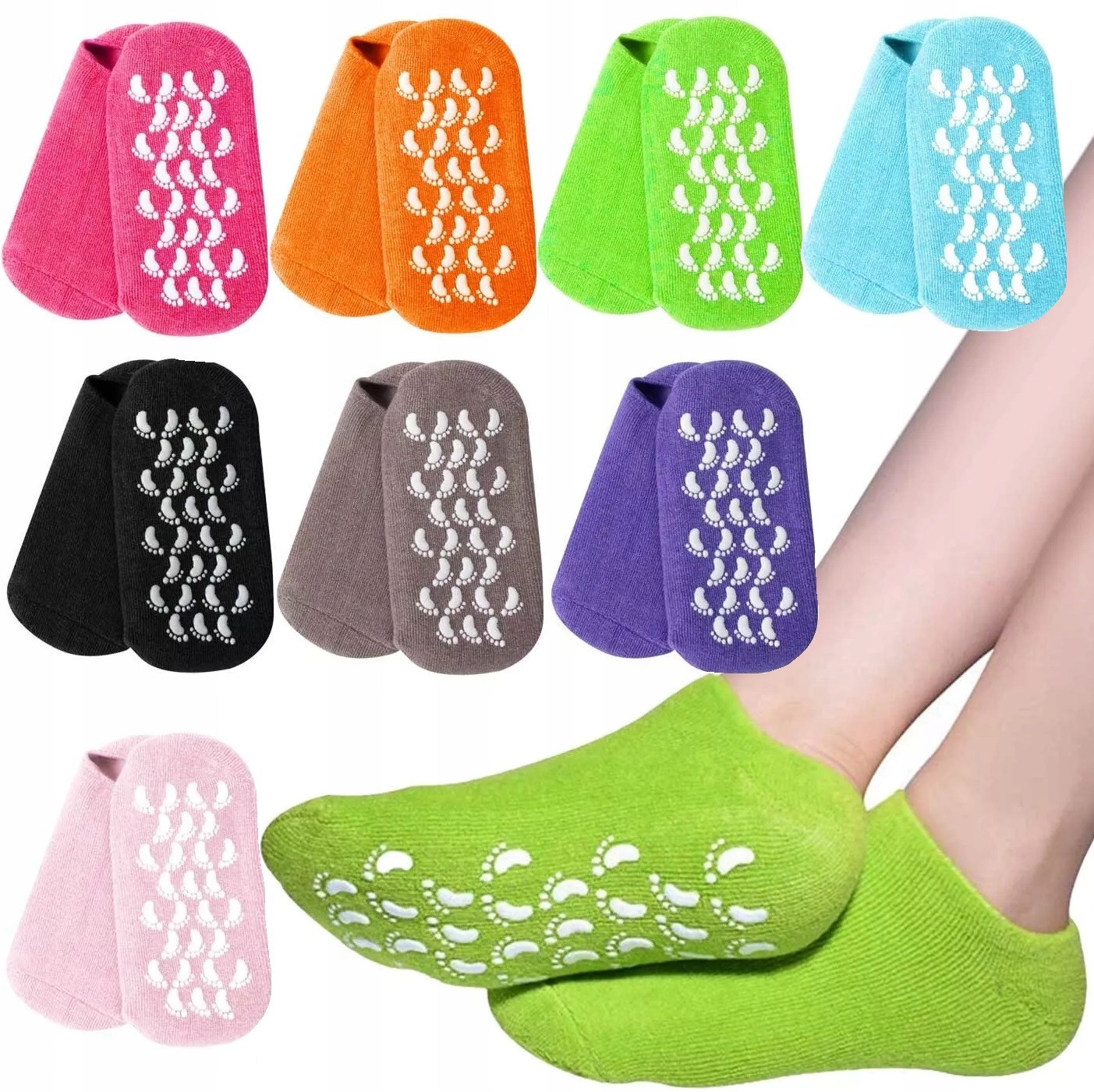 Żelowe Silikonowe Skarpetki Na Stopy Regenerujące Pięty Do Zabiegów Spa