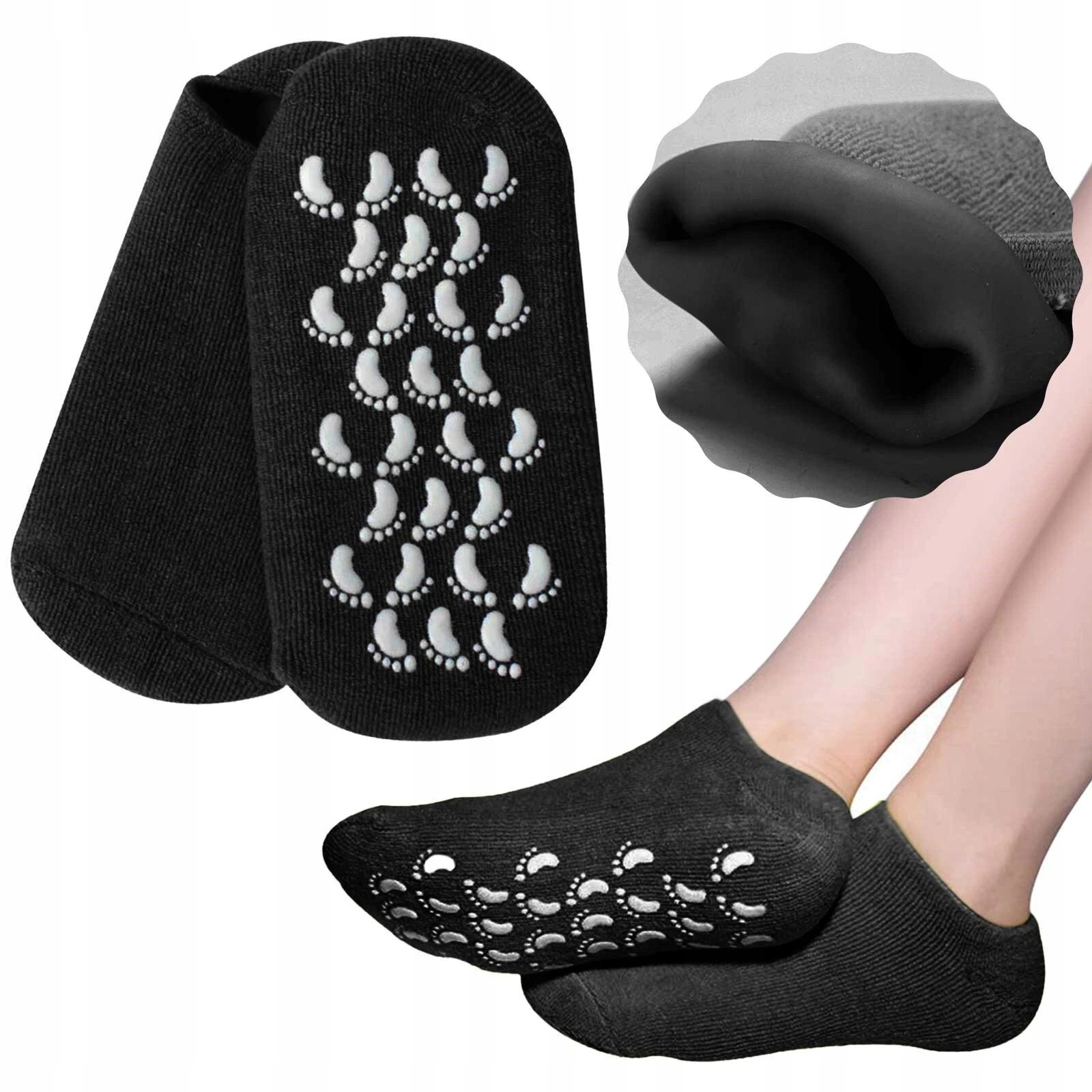Żelowe Silikonowe Skarpetki Na Stopy Regenerujące Pięty Do Zabiegów Spa