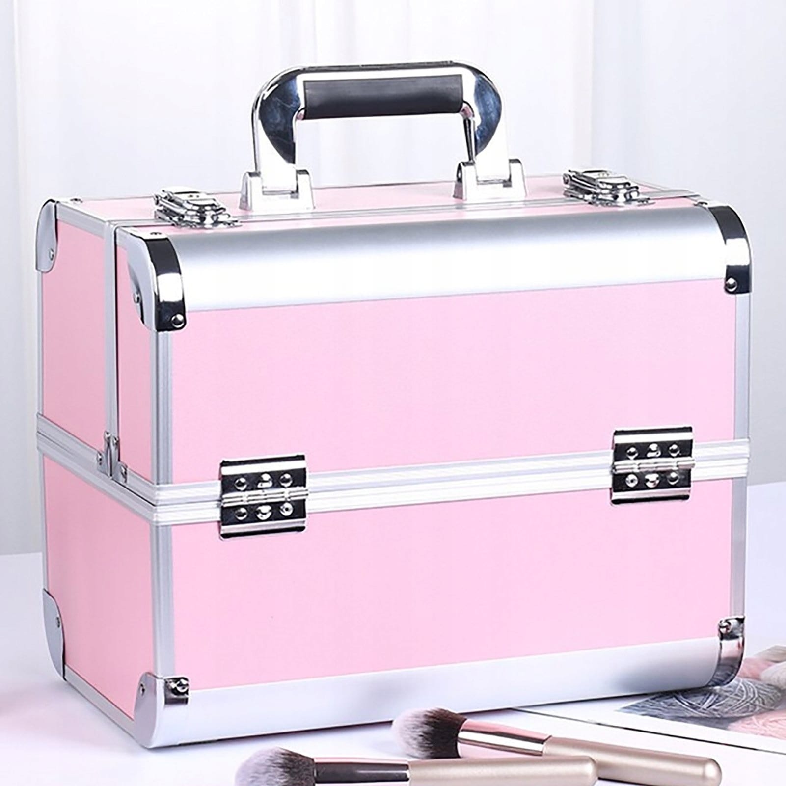Elegancki Kufer Kuferek Na Kosmetyki Organizer Exclusive Walizka Róźowy