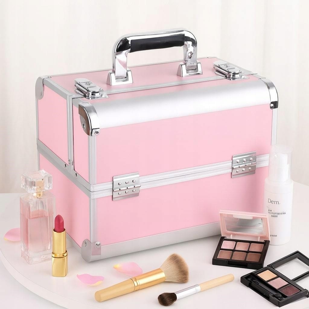 Elegancki Kufer Kuferek Na Kosmetyki Organizer Exclusive Walizka Róźowy
