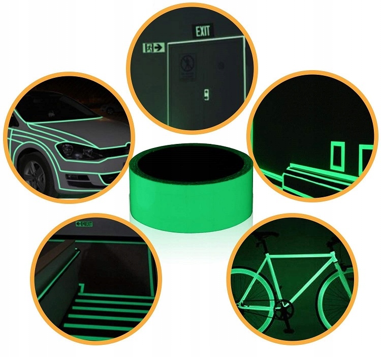 Samoprzylepna Taśma Fluorescencyjna Świecąca W Ciemności W Nocy 2cm X3 m