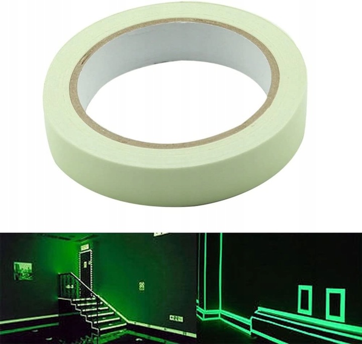 Taśma Fluorescencyjna Świecąca W Nocy Samoprzylepna 10mm X 5m