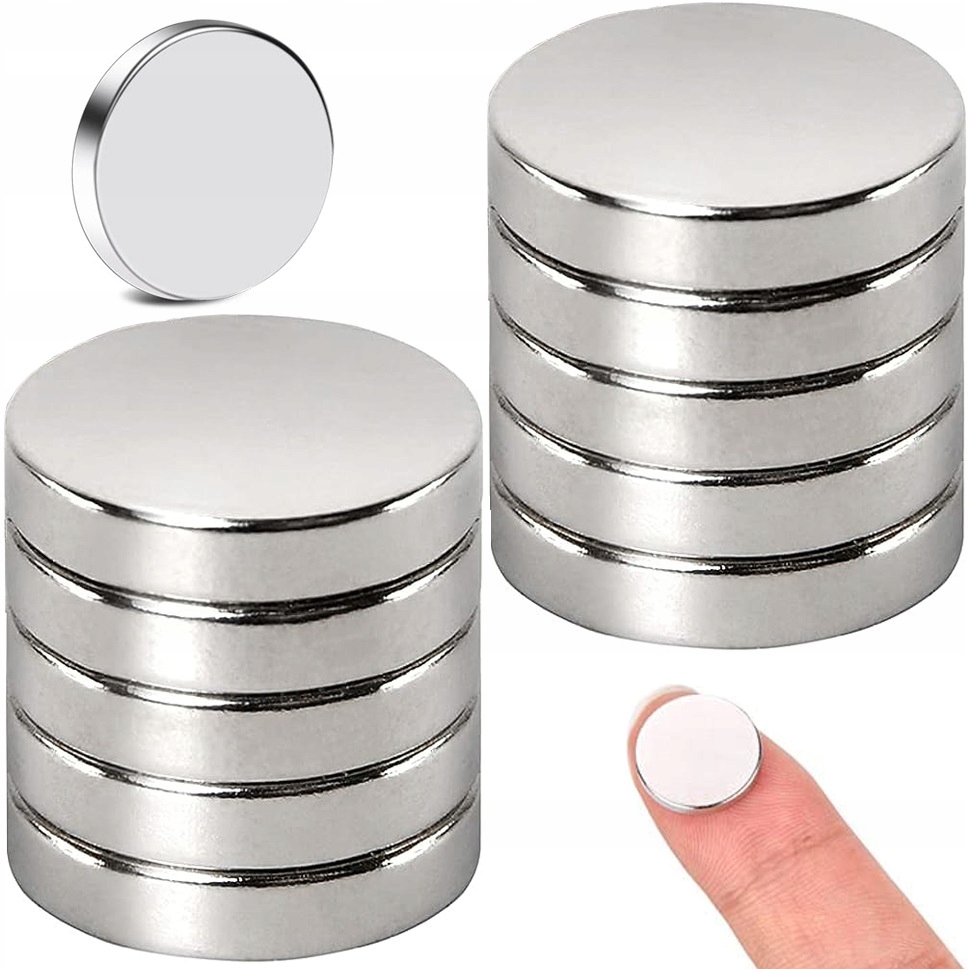 Magnes Neodymowy Okrągły Walcowy Mocny Zestaw Małe Magnesy Okrągłe 10szt