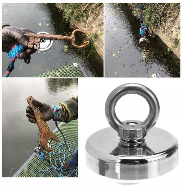 Magnes Neodymowy Z Uchwytem Mocny Uchwyt Magnetyczny Okrągły Silny M8 120kg