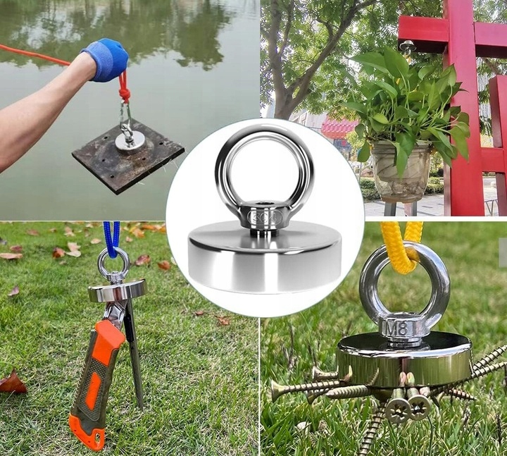 Magnes Neodymowy Z Uchwytem Mocny Uchwyt Magnetyczny Okrągły Silny M8 120kg