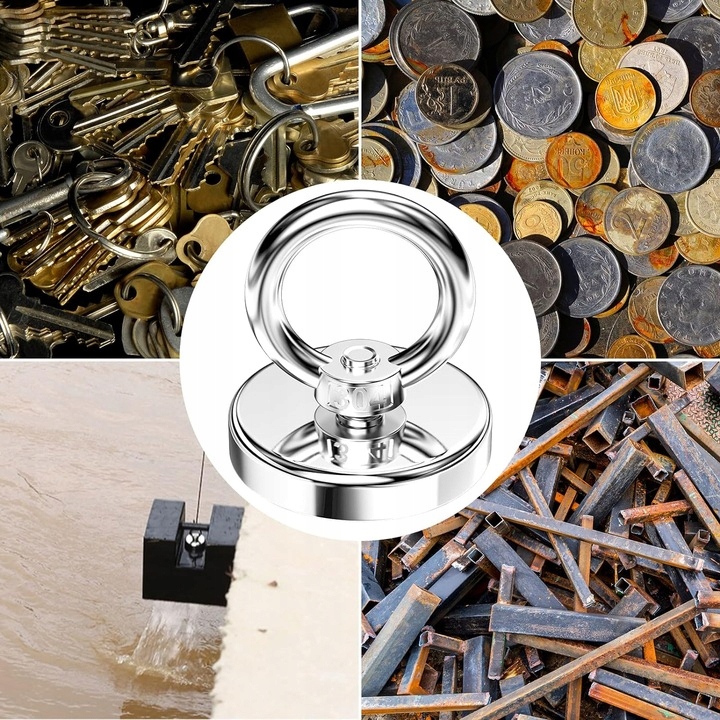 Magnes Neodymowy Z Uchwytem Mocny Uchwyt Magnetyczny Okrągły Silny M8 120kg