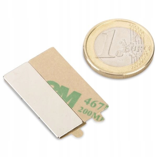 Magnes Neodymowy Płytkowy 30x10x1mm Klej 3m Samoprzylepny Zestaw 10 Sztuk