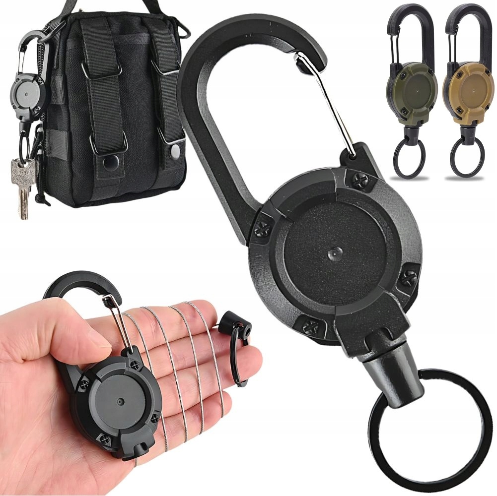 Zwijak Na Klucze Linka Brelok Retraktor Z Karabińczykiem Do Paska Zwijana