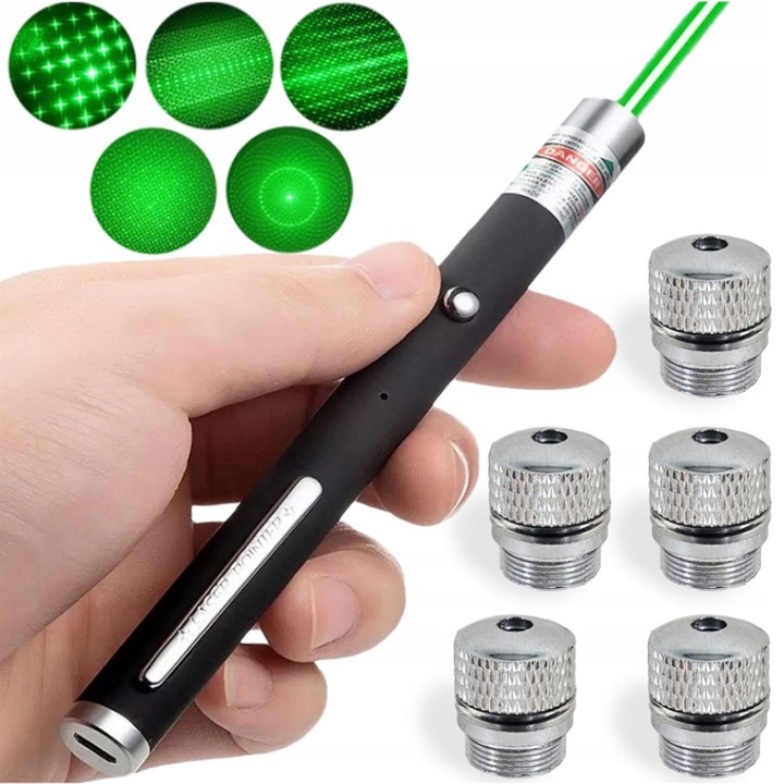 Mocny Laser Długopis Wskaźnik Laserowy + 5 Końcówek Zabawka Dla Kota Usb
