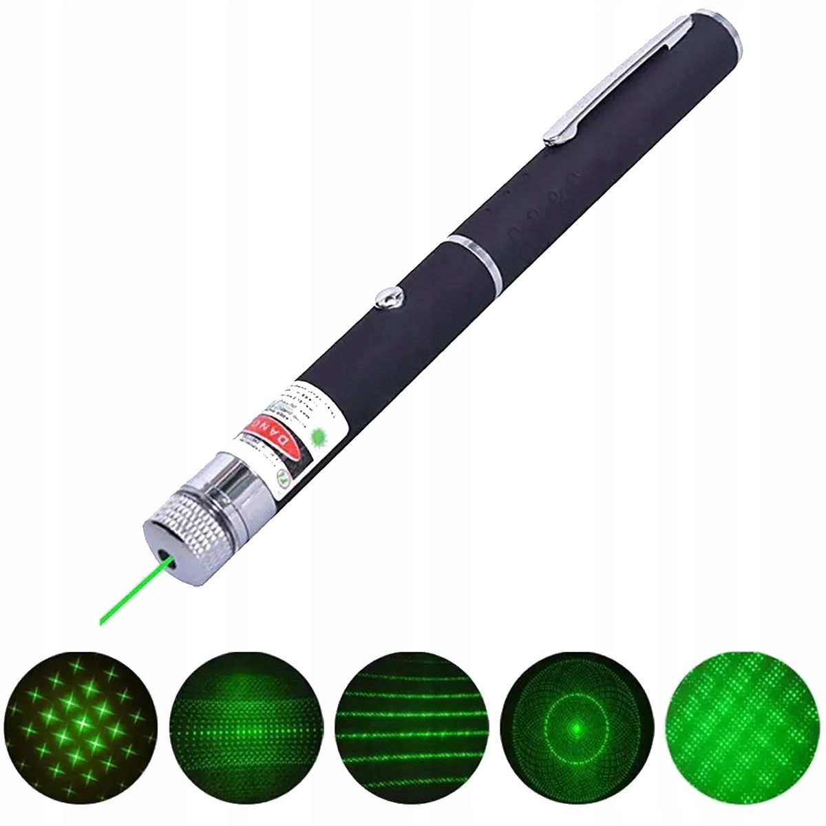 Mocny Laser Długopis Wskaźnik Laserowy + 5 Końcówek Zabawka Dla Kota Usb