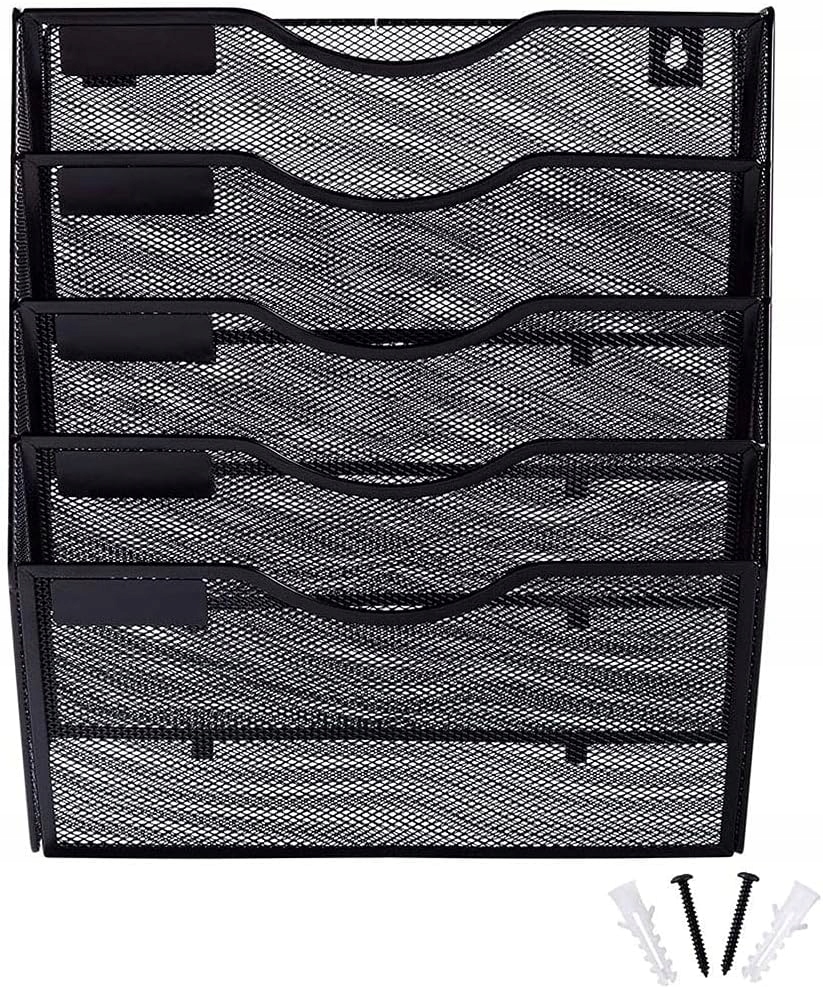 Metalowy Organizer Na Dokumenty Wiszący Półka Naścienna Siatka 5 Półek