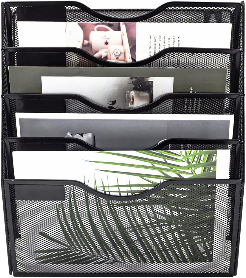 Metalowy Organizer Na Dokumenty Wiszący Półka Naścienna Siatka 5 Półek