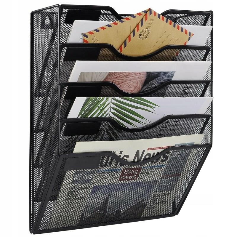 Metalowy Organizer Na Dokumenty Wiszący Półka Naścienna Siatka 5 Półek