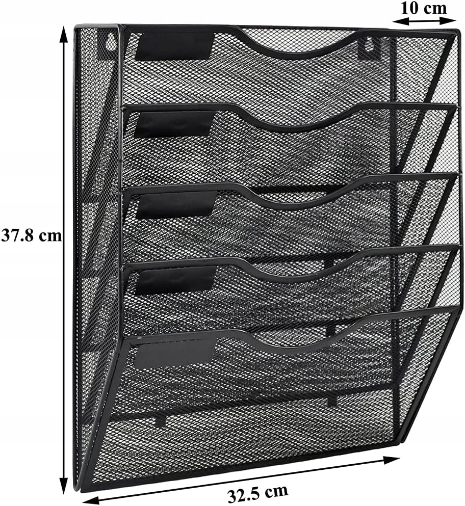 Metalowy Organizer Na Dokumenty Wiszący Półka Naścienna Siatka 5 Półek