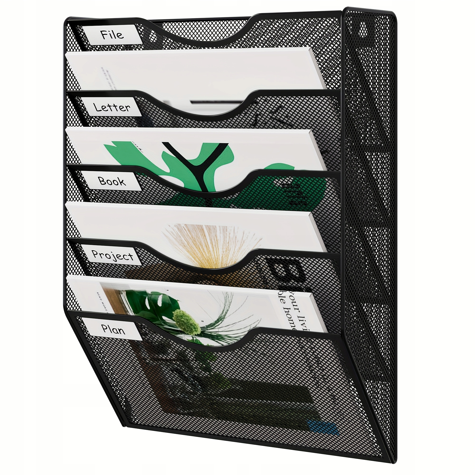 Metalowy Organizer Na Dokumenty Wiszący Półka Naścienna Siatka 5 Półek
