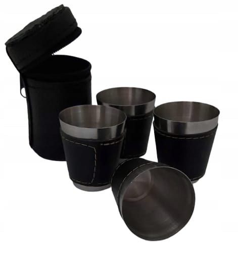 image-7482.jpeg Kieliszki Podróżne Stalowe W Etui 4szt Ala Skóra Zestaw Kieliszków