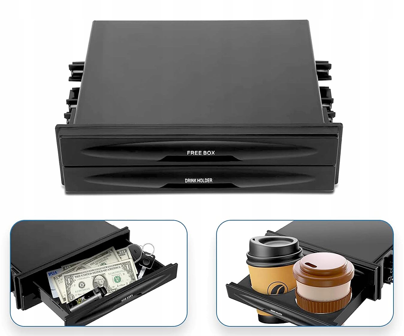 Uchwyt Samochodowy Na Kubek Napój Kieszeń 1 Din Do Radia Cup Holder Schowek