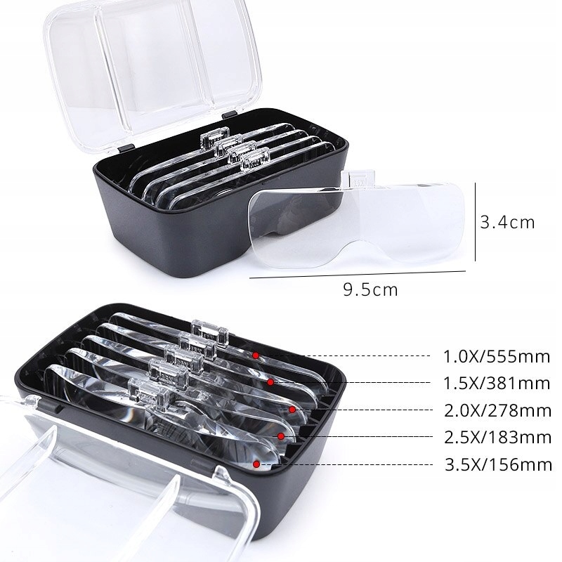 Okulary Powiększające Lupa Nagłowna Soczewki Led Powiększenie 3,5x