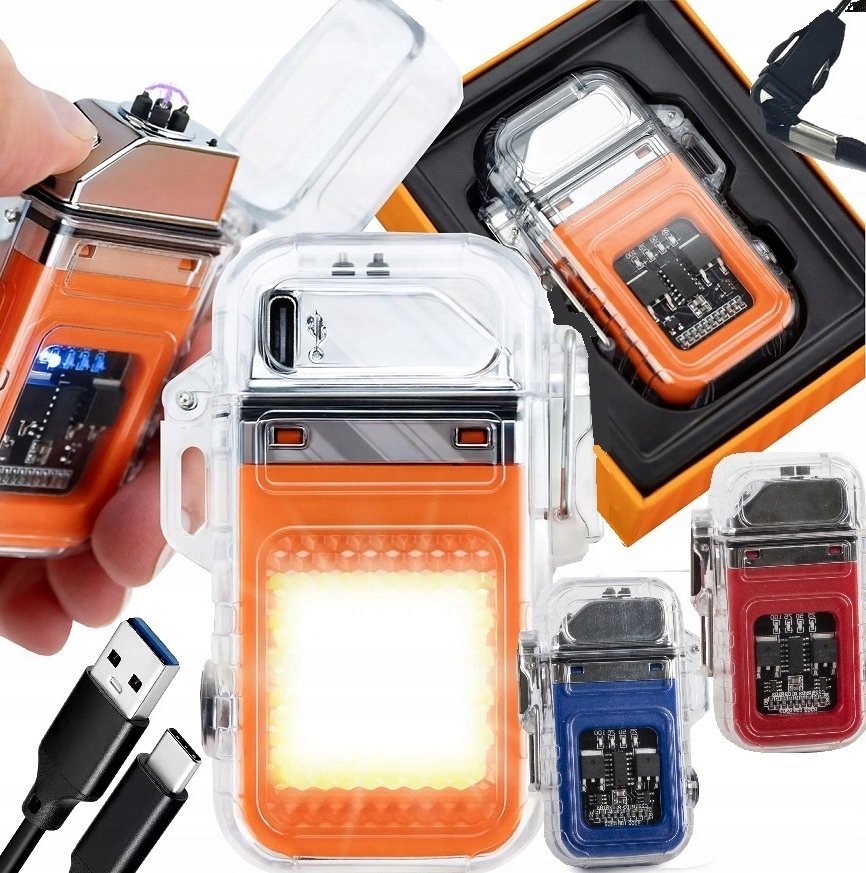 Zapalniczka Plazmowa Z Lampką Led Elektryczna Usb Wodoszczelna Ładowana Usb