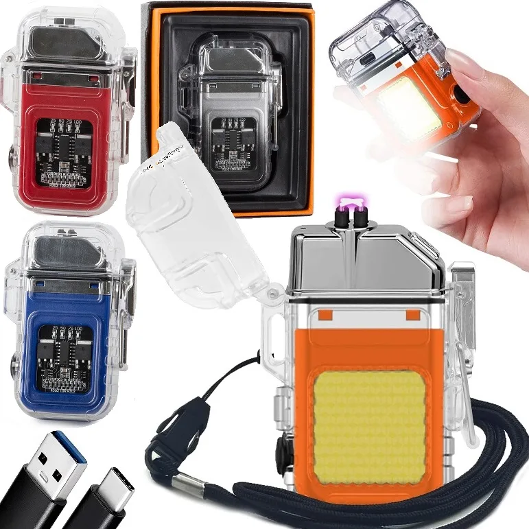 image-7544.jpeg Zapalniczka Plazmowa Z Lampką Led Elektryczna Usb Wodoszczelna Ładowana Usb