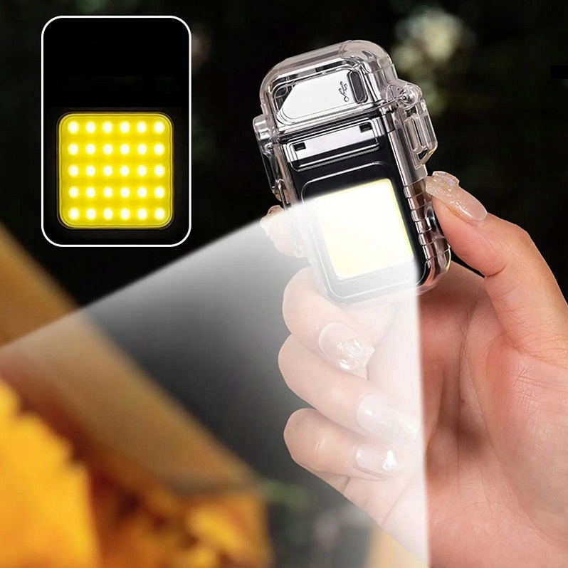 Zapalniczka Plazmowa Z Lampką Led Elektryczna Usb Wodoszczelna Ładowana Usb
