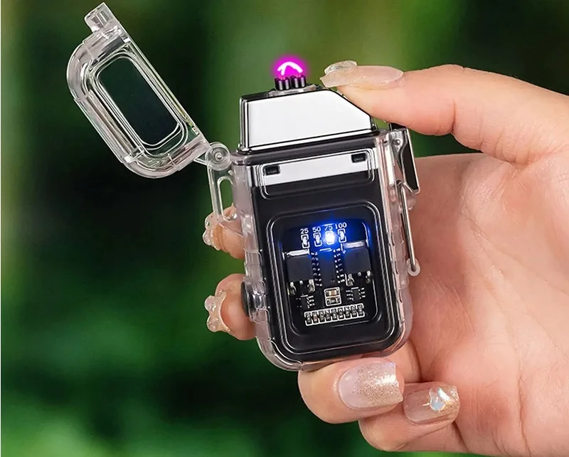 image-7551.jpeg Zapalniczka Plazmowa Z Lampką Led Elektryczna Usb Wodoszczelna Ładowana Usb