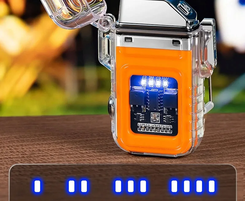 image-7553.jpeg Zapalniczka Plazmowa Z Lampką Led Elektryczna Usb Wodoszczelna Ładowana Usb