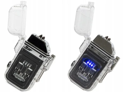 image-7554.jpeg Zapalniczka Plazmowa Z Lampką Led Elektryczna Usb Wodoszczelna Ładowana Usb