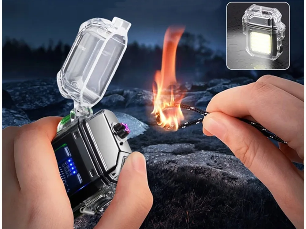 image-7558.jpeg Zapalniczka Plazmowa Z Lampką Led Elektryczna Usb Wodoszczelna Ładowana Usb